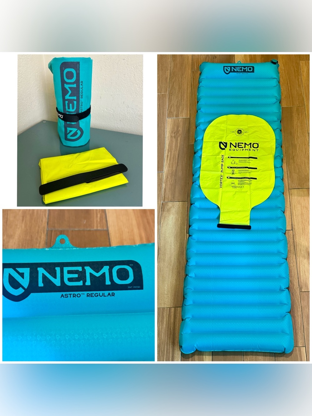 Nemo Astro Non-Ins Lightweight Backpacking Sleeping Pad - Reg 72"x20" w Pump Bag